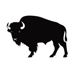 Bison Silhouette Logo Standing Wild Buffalo Animal Vector Graphic Design  