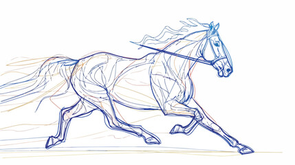 Continuous line drawing of horse racing cute vector background