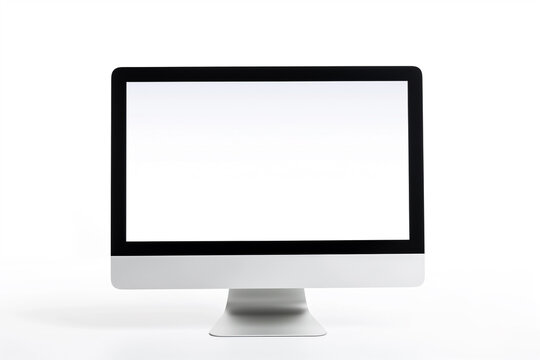 Blank desktop computer screen, isolated on white background