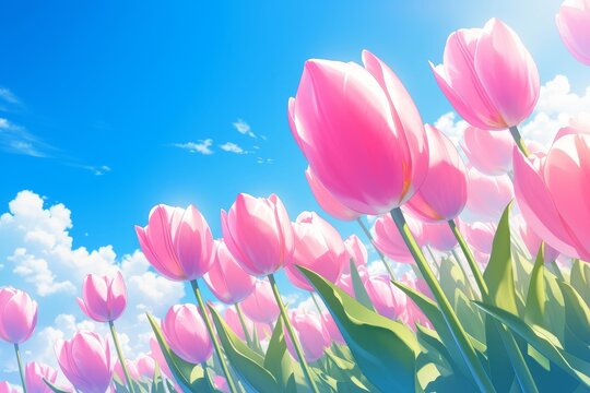 Pink tulips background, nature, wallpaper