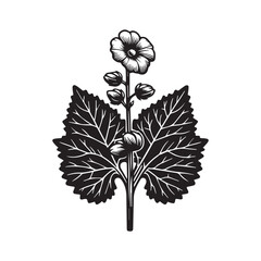 Tree Vector illustration in black and white - Plant Leaf Silhouette Design
