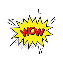 Lettering wow boom comics book balloon. Cartoon exclusive font label tag expression. Bubble icon speech phrase. Comic text sound effects