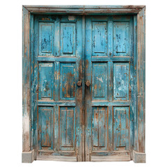 Weathered double wooden door, cut out