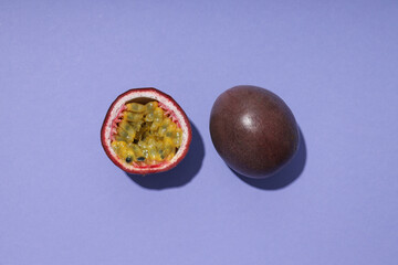Concept of delicious and juicy exotic fruit - passion fruit