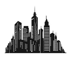 Building silhouette cityscape. Modern flat city architecture. urban city landscape.