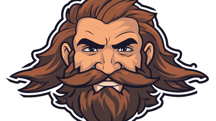 Distressed sticker of a cartoon bearded man Flat vector