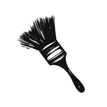 Monochrome paintbrush with paint trace Stock 