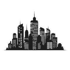 Fototapeta premium Building silhouette cityscape. Modern flat city architecture. urban city landscape.