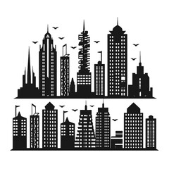 City silhouette vector set. Panorama city background.  