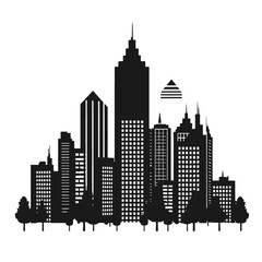Fototapeta premium City silhouette vector set. Panorama city background. 