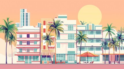 Sunset on Ocean drive Miami