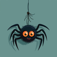 Halloween spider animal hanging icon cartoon vector