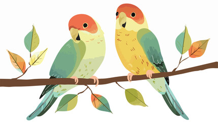 Parrot Lovebirds flat vector isolated on white background