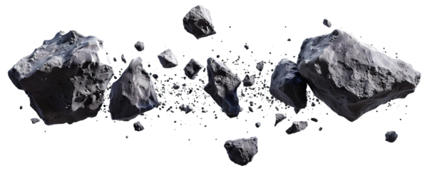 Flying asteroids cut out