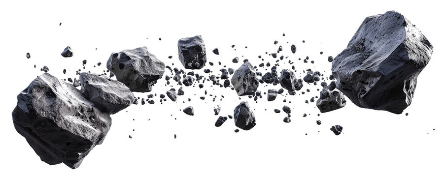 Flying asteroids cut out