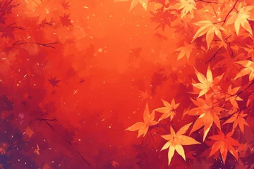 Gordijnen Red leaves background, texture, anime style © IMAGE