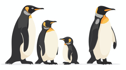 Penguin Family flat vector isolated on white background