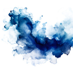 Dark blue watercolor stain on white and transparent background - obrazy, fototapety, plakaty