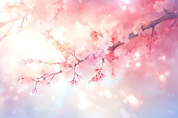 Elegant and beautiful cherry blossom background material, Generative AI - obrazy, fototapety, plakaty
