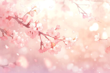 Elegant and beautiful cherry blossom background material, Generative AI