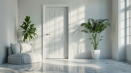 Cozy modern interior door, minimalism. Generative AI.