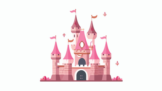 Princess Castle flat vector isolated on white background