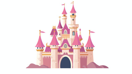 Princess Castle flat vector isolated on white background