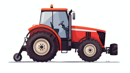 Red Tractor flat vector isolated on white background