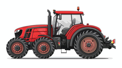 Fototapeta na wymiar Red Tractor flat vector isolated on white background