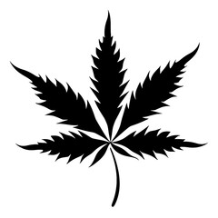 Silhouette of Pot Cannabis marijuana hemp leaf for CBD THC logo design