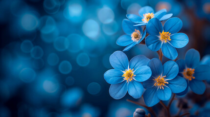 Beautiful forget me not flowers with bokeh background, macro.