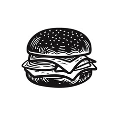 Burger Silhouette  icon isolated on white background vector illustration. Street fast food vector graphic silhouette.