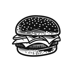 Burger Silhouette  icon isolated on white background vector illustration. Street fast food vector graphic silhouette.