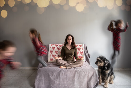 Mom tries to remain calm among chaos of Christmas with excited child