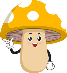 cute mushroom cartoon character with pose and expression