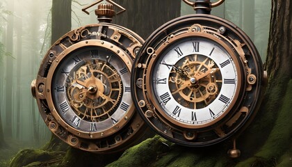 Fototapeta na wymiar Old fashioned clockworks in the nature