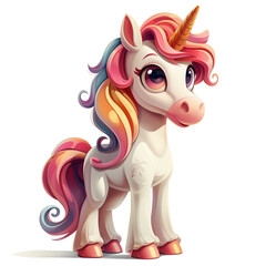 Cute Funny Cartoon Unicorn, Illustration for Children Book, Generative AI