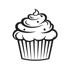 Birthday cupcake silhouette icon. Vector template for tattoo or laser cutting.