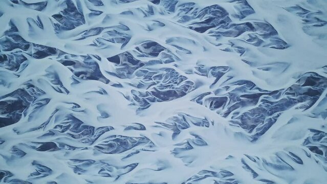 Glacial rivers in south Iceland making beautiful patterns from above