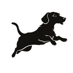 Dachshund dog. Vector black silhouette.