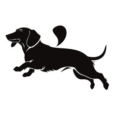 Dachshund dog. Vector black silhouette.