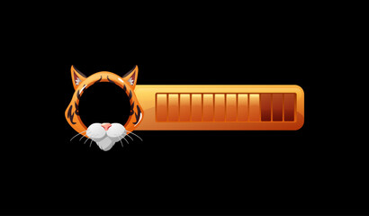 Avatar frame tiger muzzle with progress bar cartoon vector, achievement round empty border, scores level ui game menu