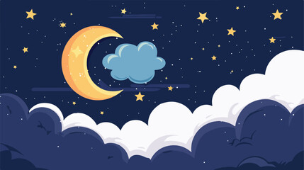 Moon night with star in speech bubble vector illustra