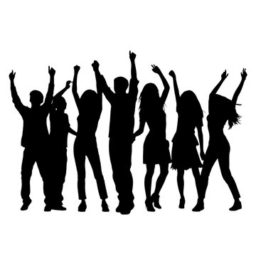 Vector silhouette  of dancing people 