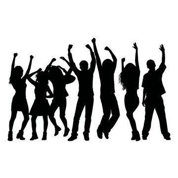 Vector silhouette  of dancing people 