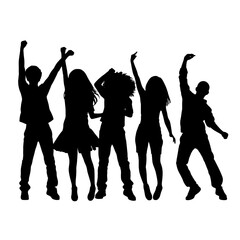 Vector silhouette  of dancing people 
