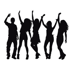 Vector silhouette  of dancing people 