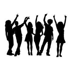 Vector silhouette  of dancing people 