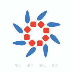 Brutalist Colorful Flower Logo Icon Design Vector
