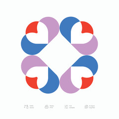 Brutalist Colorful Flower Logo Icon Design Vector